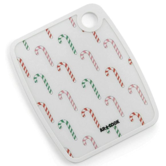 Art & Cook Slice & Chop Holiday Print 8X10 Cutting Board - Candy Canes - Picture 1 of 1